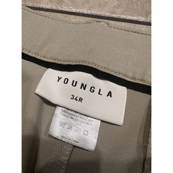 Young LA Pants Mens 34x30 Beige Khaki Chino Business Casual Stretch PBT 625 - Picture 2 of 7